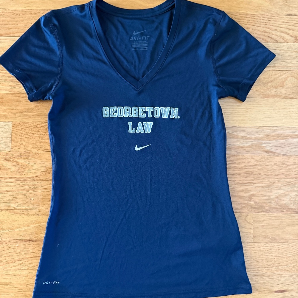 Nike Georgetown Law Navy V‑Neck Dri‑Fit Tee